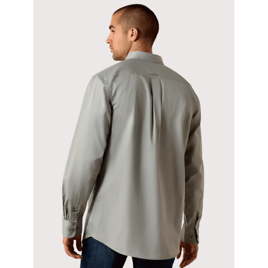 Ariat Men's Team Logo Twill Long Sleeve Fitted Shirt - Grey/Khaki