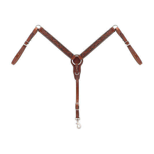 Weaver Turquoise Cross Floral 1-1/4" Breast Collar Pony - Chestnut
