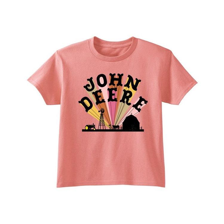 John Deere Girl's John Deere Western Tee-Shirt - Coral - Irvine Tack & Western Wear