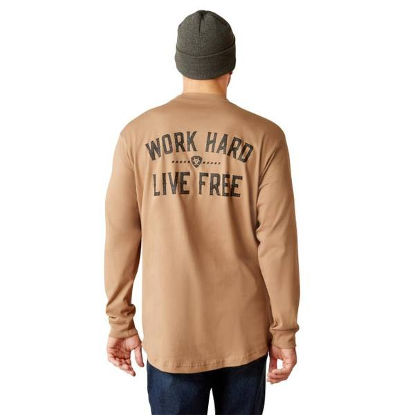 Ariat Men's Rebar Cotton Strong WHLF Long Sleeve Shirt - Rebar Khaki