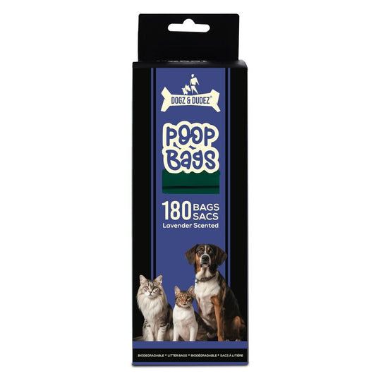 Poop Bags-Unscented Biodegradable - 12 Rolls - 180 Bags