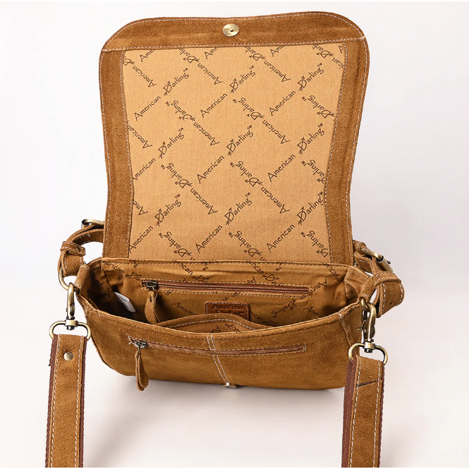 American Darling Women's Genuine Western Suede Leather Crossbody Purse