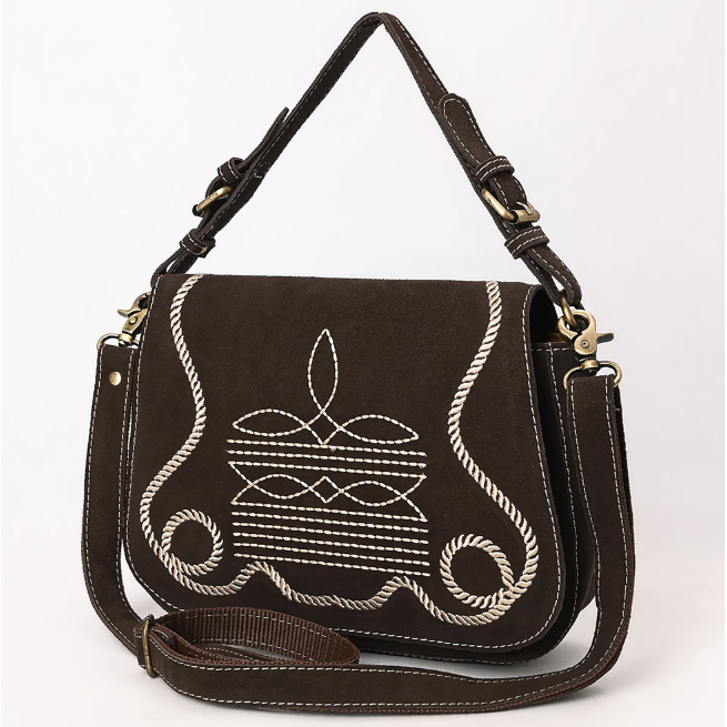 American Darling Women's Genuine Western Suede Leather Crossbody Purse