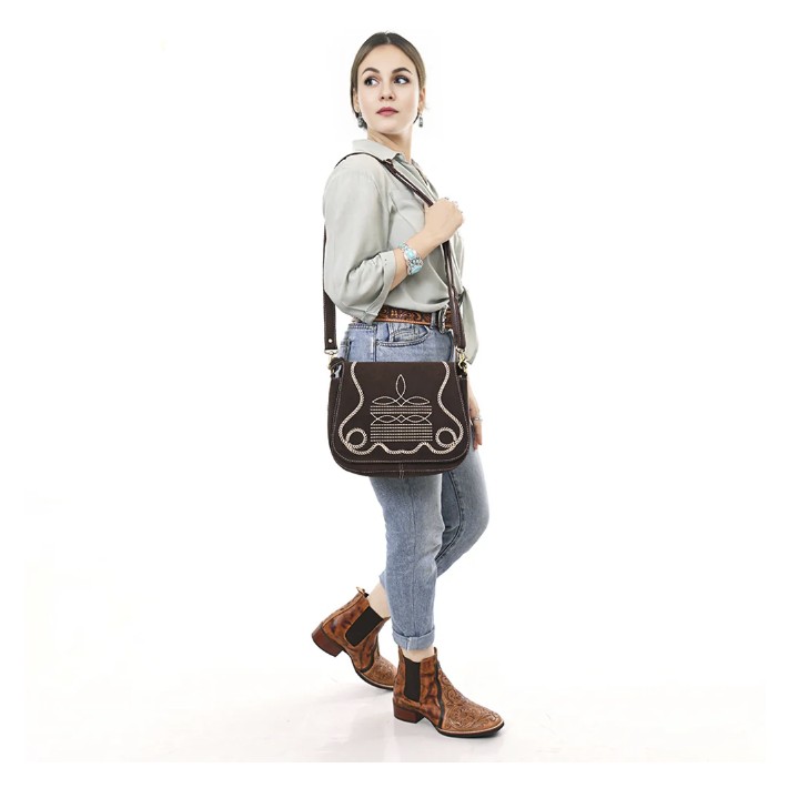American Darling Women's Genuine Western Suede Leather Crossbody Purse
