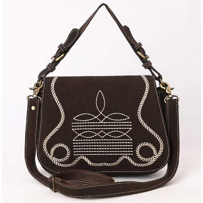 American Darling Women's Genuine Western Suede Leather Crossbody Purse