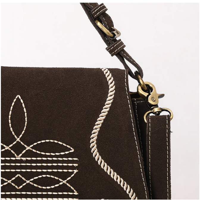 American Darling Women's Genuine Western Suede Leather Crossbody Purse