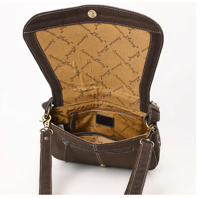 American Darling Women's Genuine Western Suede Leather Crossbody Purse