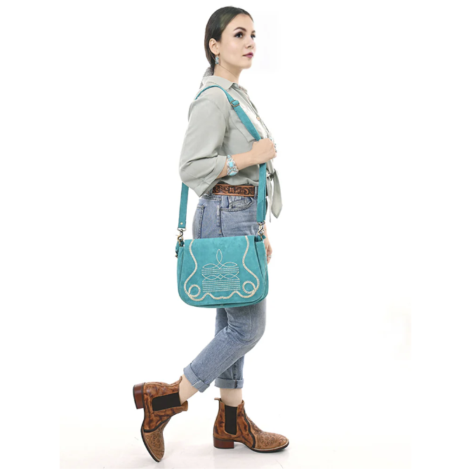 American Darling Women's Genuine Western Suede Leather Crossbody Purse