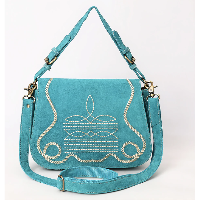 American Darling Women's Genuine Western Suede Leather Crossbody Purse