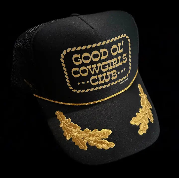 Rodeo Hippie Good Ol' Cowgirls Club Captain Cap - Black