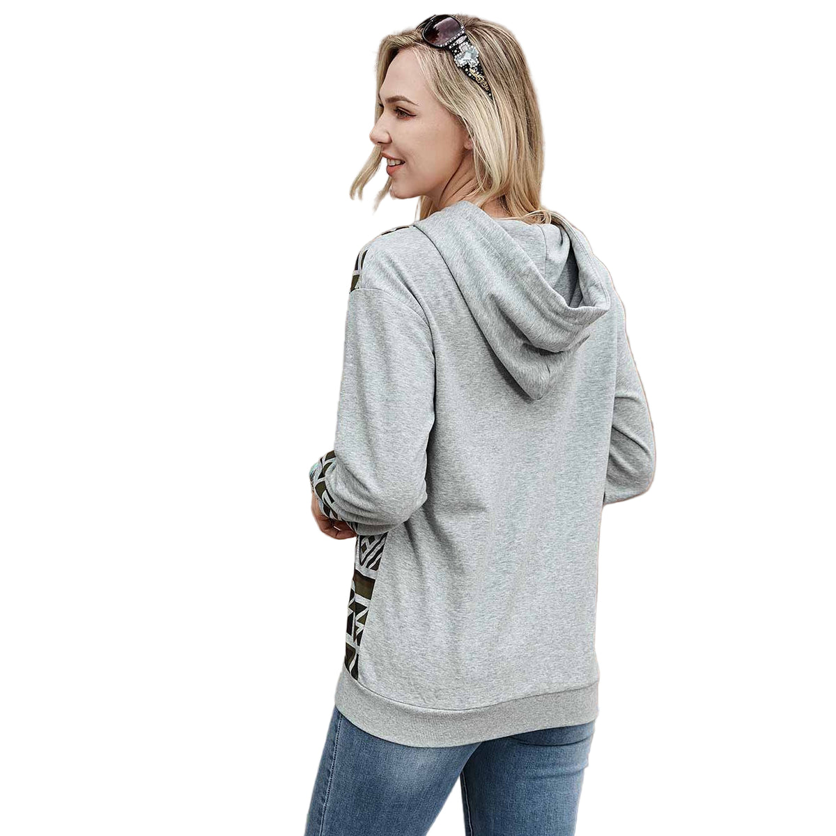American Bling Women's Aztec Graphic Hoodie - Grey