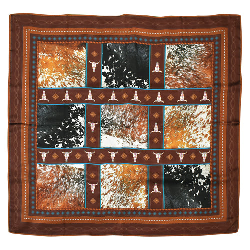 Catchfly Unisex Wild Rag Hair on Print with Cow Skulls