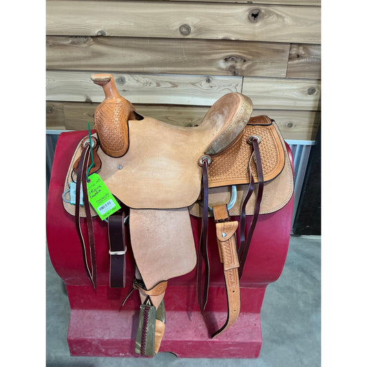 Irvine 14.5" OY Roping Saddle - 1/4 Tooled Light Oil