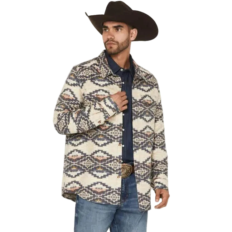 Rock & Roll Men's Western Jacquard Long Sleeve Shacket - Tan
