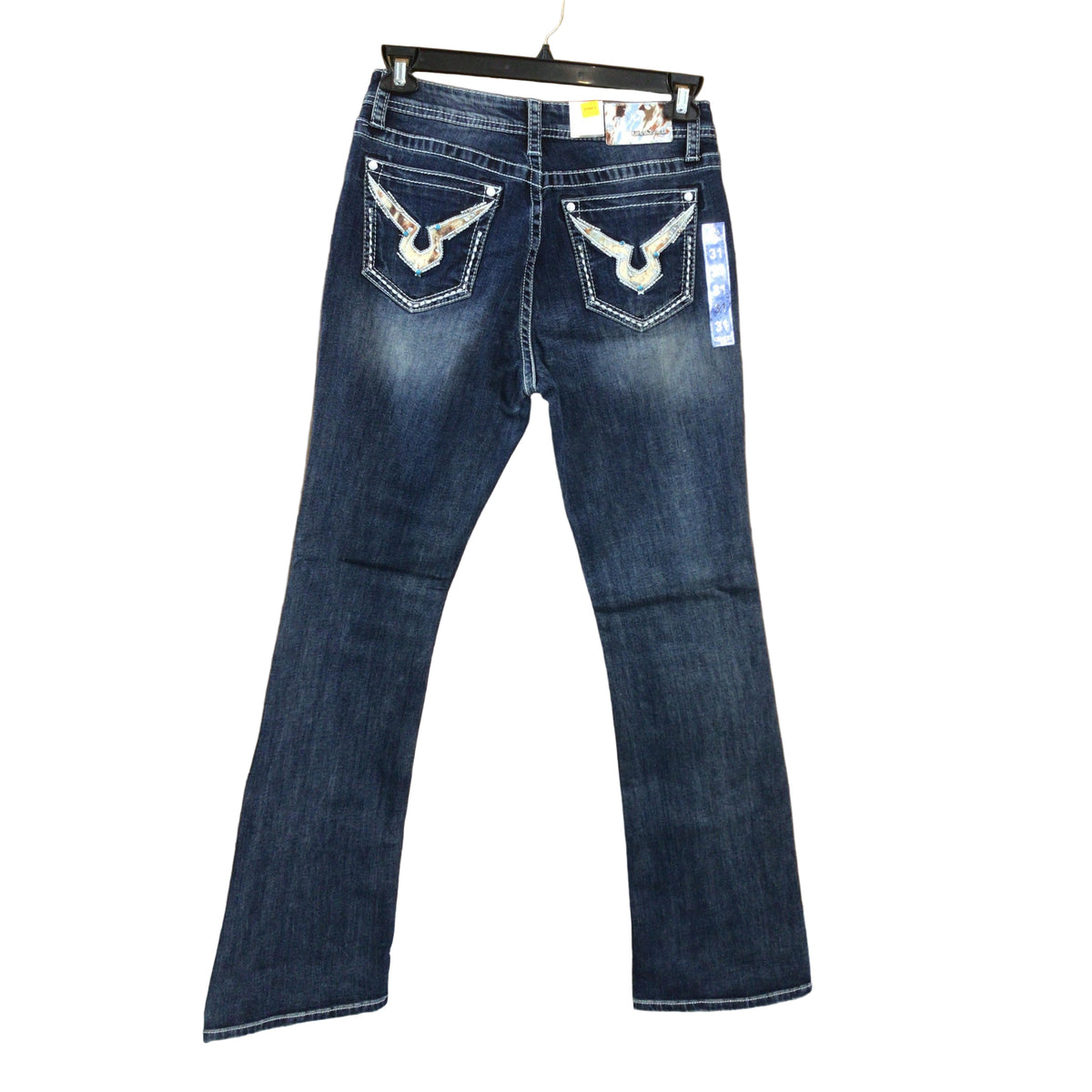 Grace in LA Women's Cowhide Detail Western Jeans