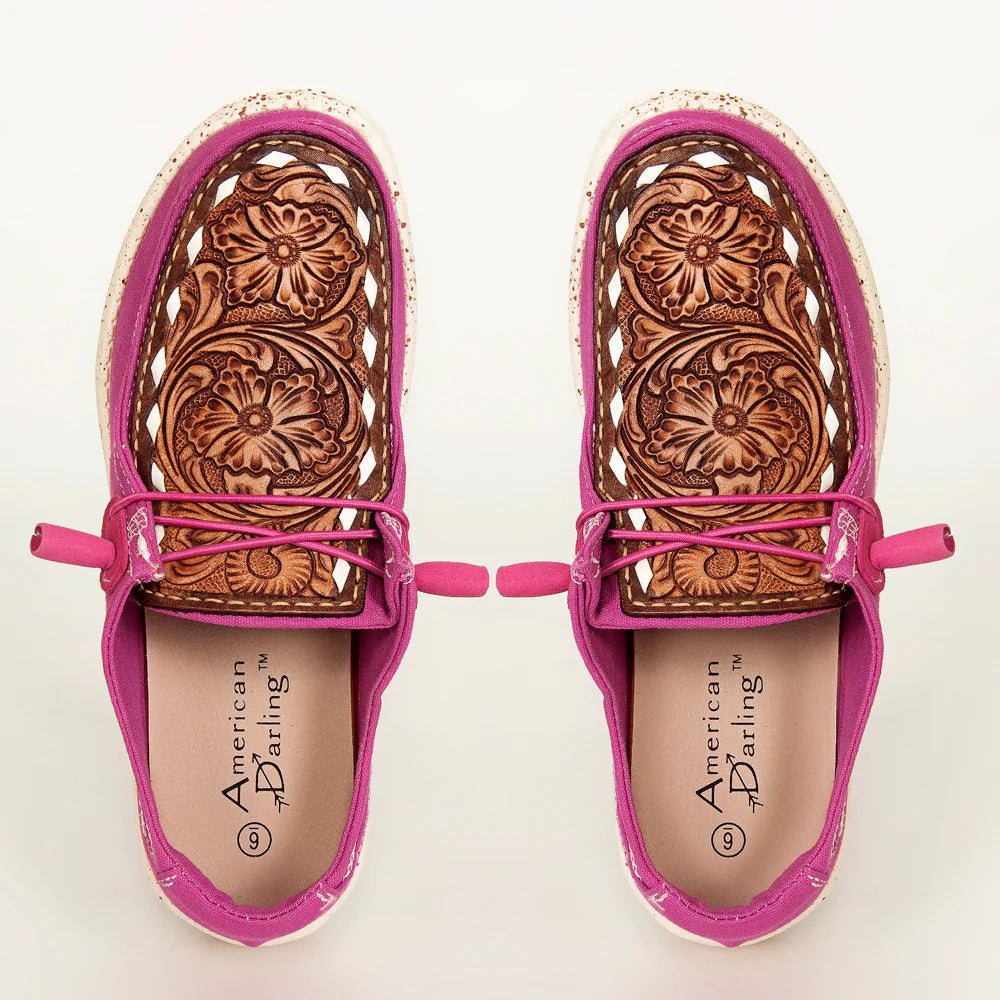 American Darling Slip On Shoe w/Leather Patch on Top Of Foot Purple