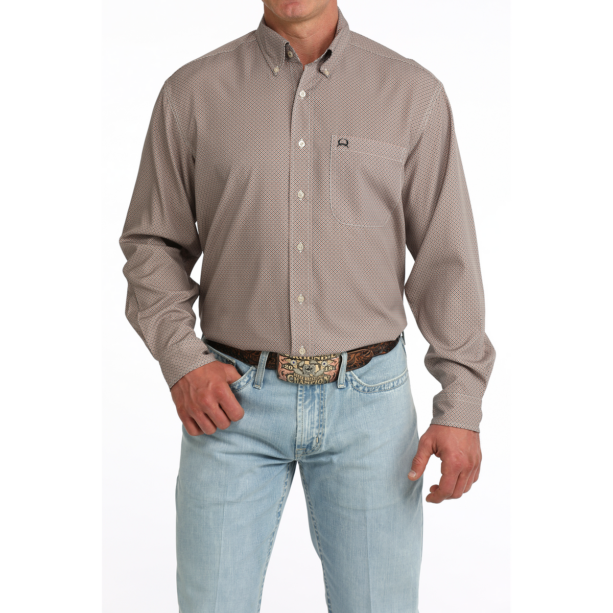 Cinch Men's Long Sleeve Arenaflex Shirt- Brown