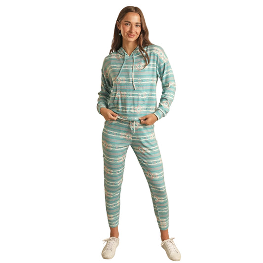 Range by RR Women's Aztec Print Hoodie - Turquoise
