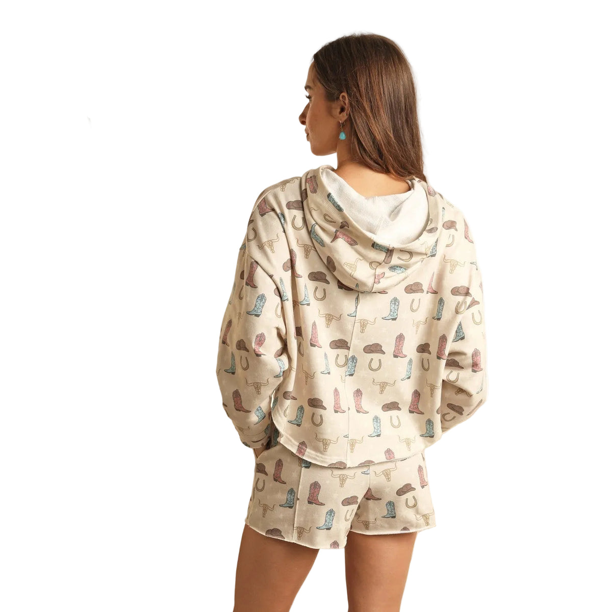 Range by RR Women's Cowgirl Print Oversized Hoodie - Cream