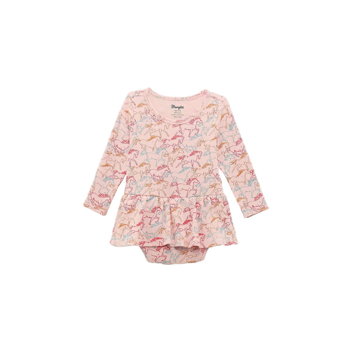 Wrangler Baby Girl's Long Sleeve Allover Print Skirted Onesie - Pink - Irvine Tack & Western Wear