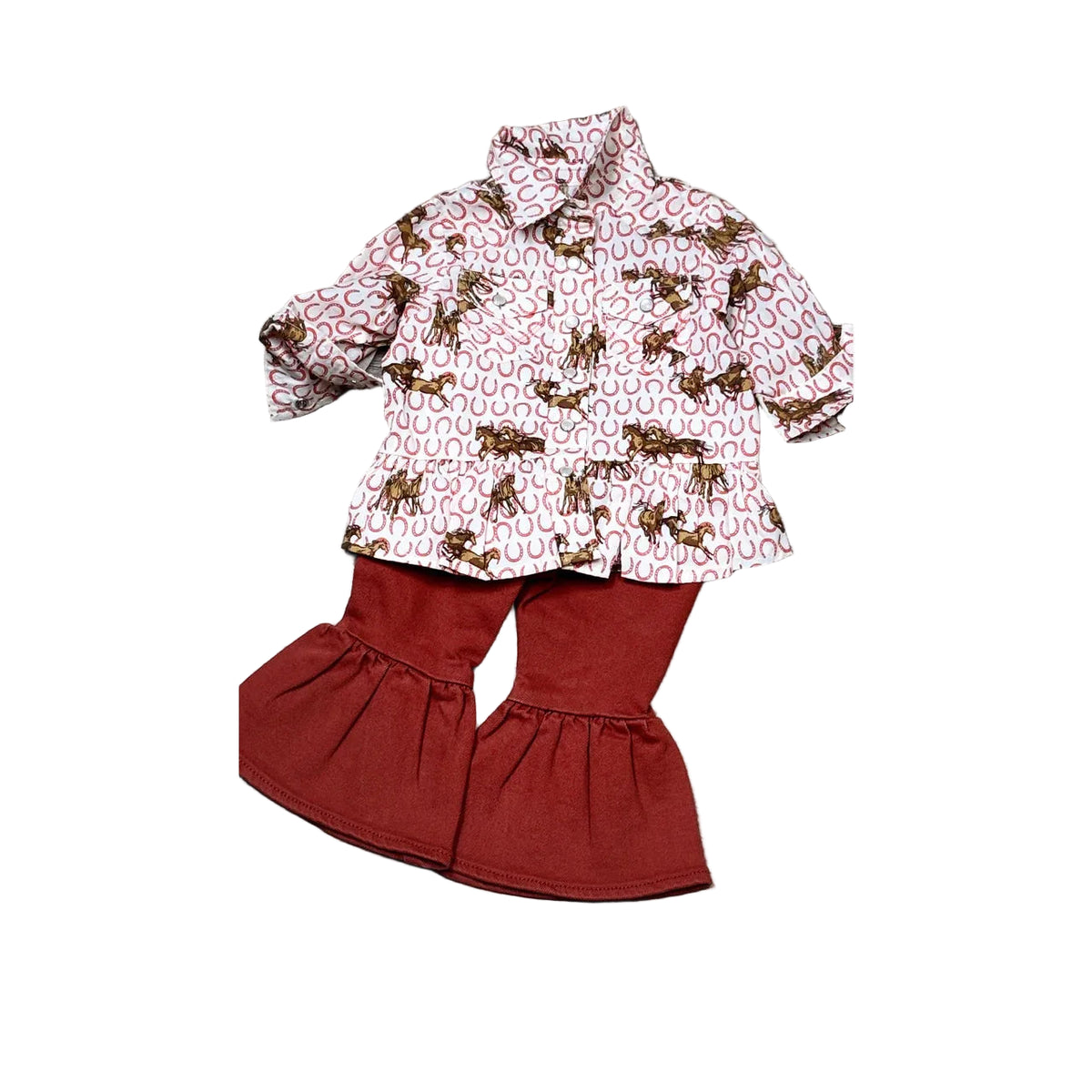 Wrangler Baby Girl's Western Horse Long Sleeve Snap Shirt - White