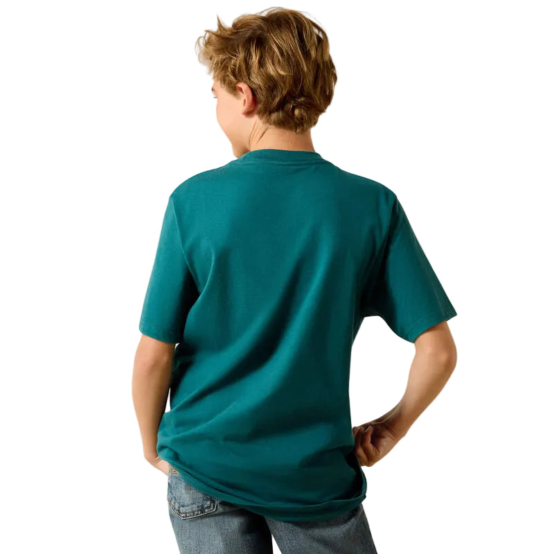 Ariat Boy's Cattle Skull Freedom Short Sleeve Tee Shirt - Mediterranean - Irvine Tack & Western Wear