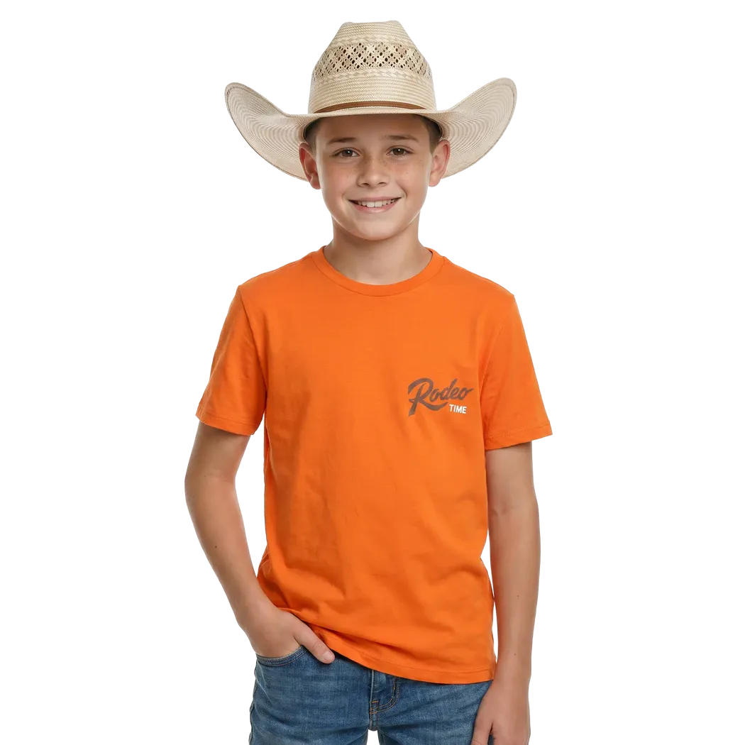 Rock & Roll Boy's Dale Brisby Rodeo Time Truck Graphic Tee Shirt - Rust