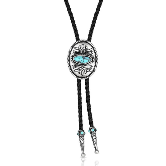 Montana Silversmiths Boot Stitch Bolo Tie - Turquoise