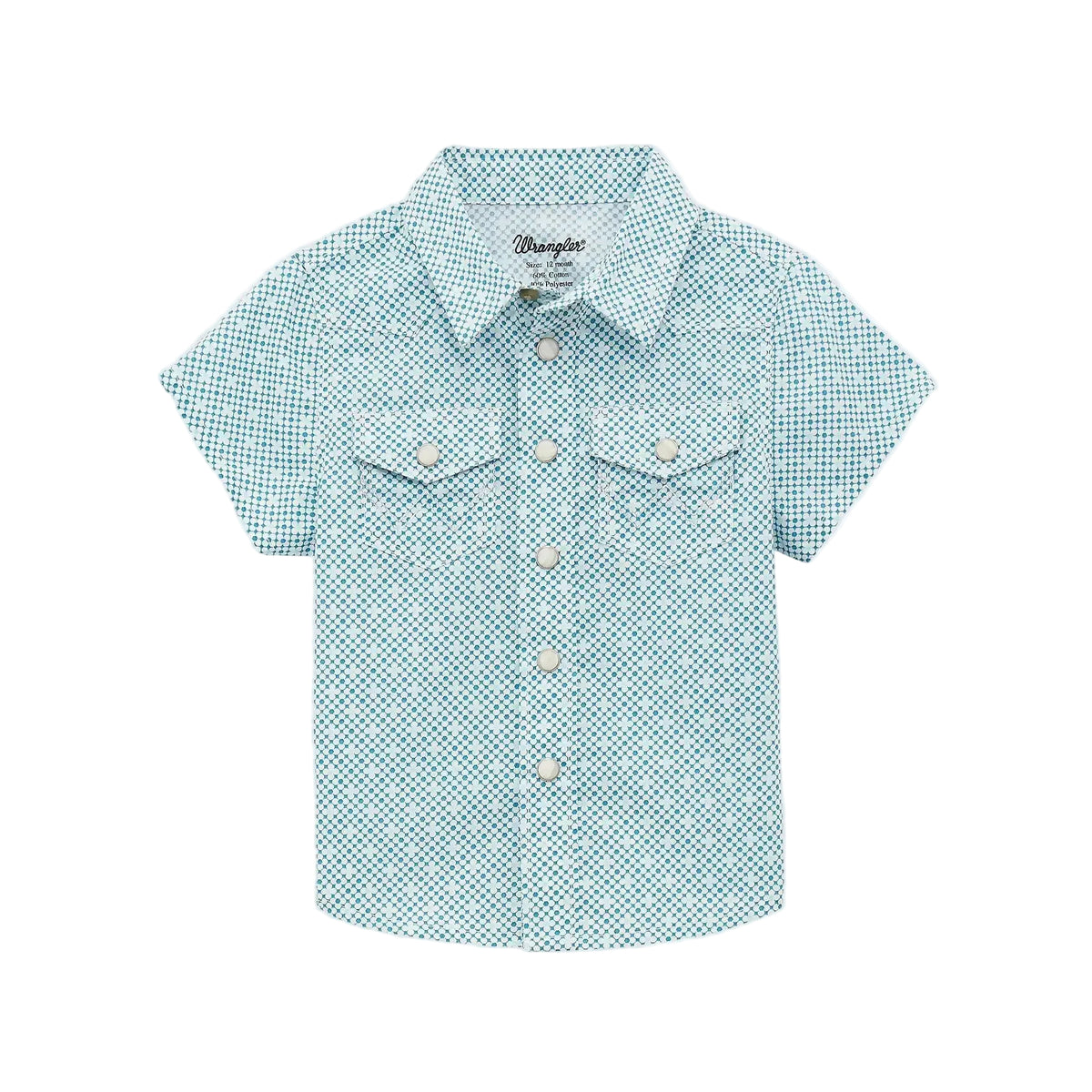 Wrangler Baby Boy's Short Sleeve Western Snap Shirt - Teal Geo