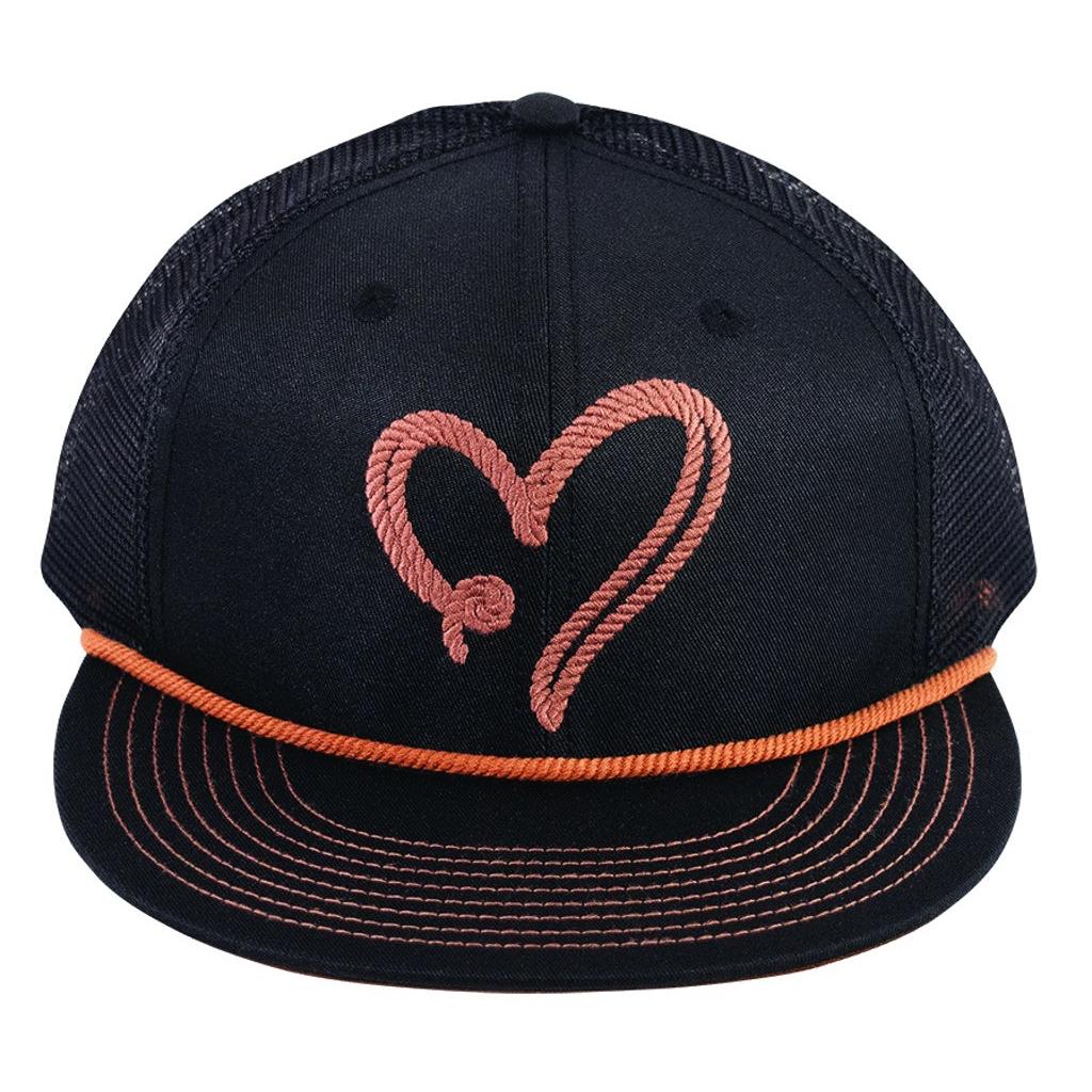 Catchfly Women's Flat Bill Brown Rope Heart Ball Cap - Black - Irvine Tack & Western Wear
