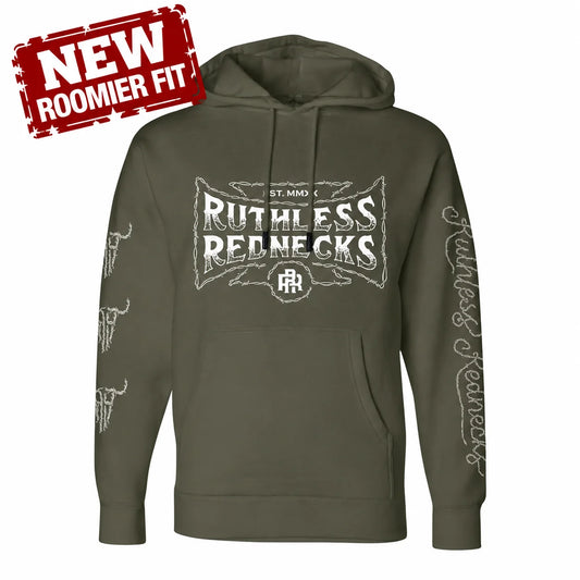 Ruthless Rednecks Reckless Supercharged Hoodie- Army