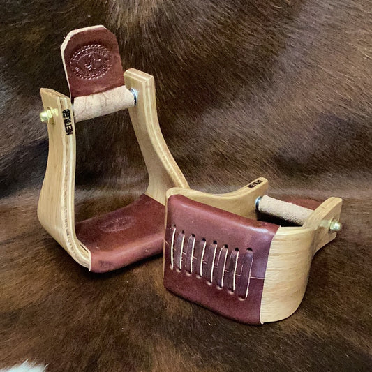 Nettles 4" Flatbottom Stirrups - Varnish