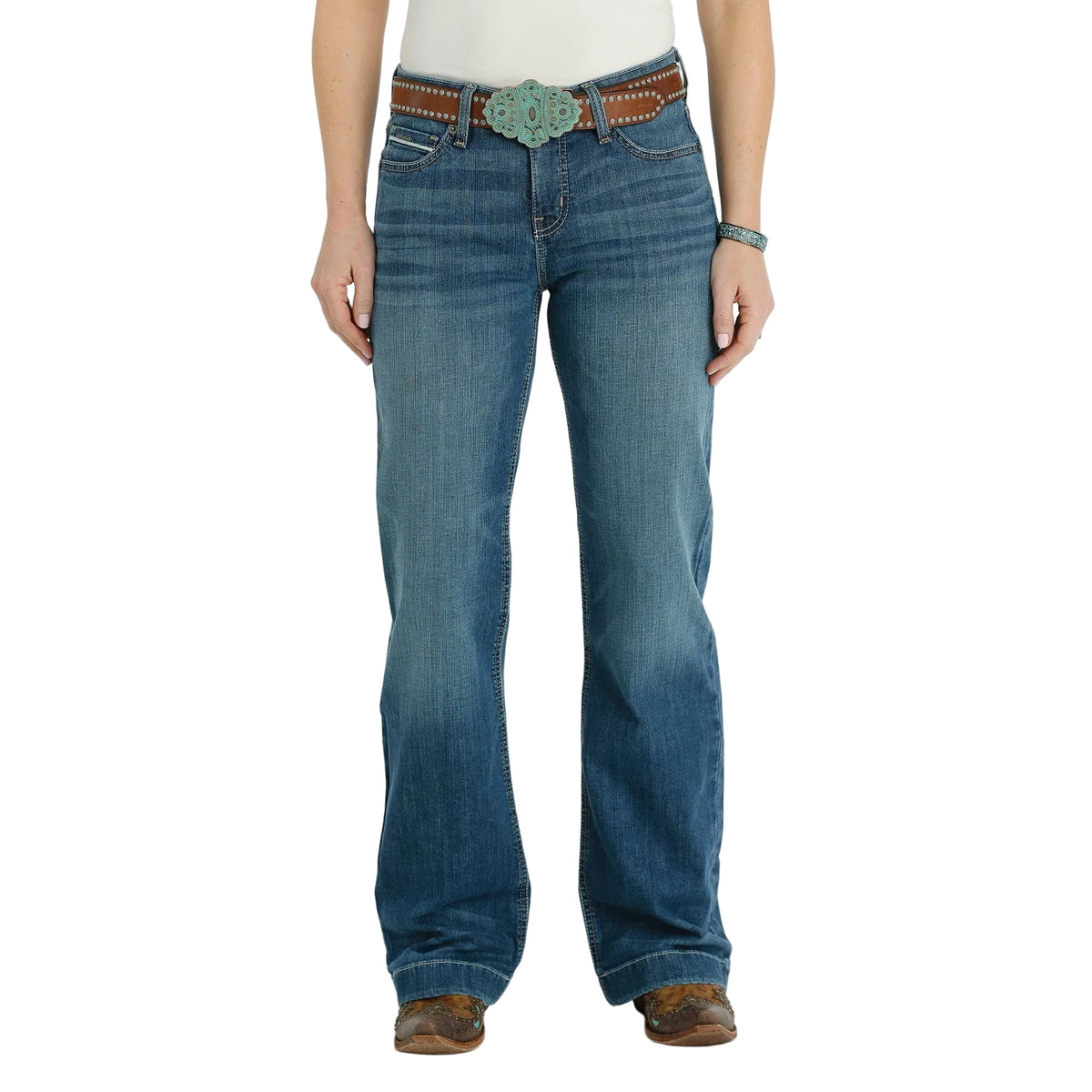 Cruel Women's Hayley Mid Rise Trouser Jeans - Medium Stonewash