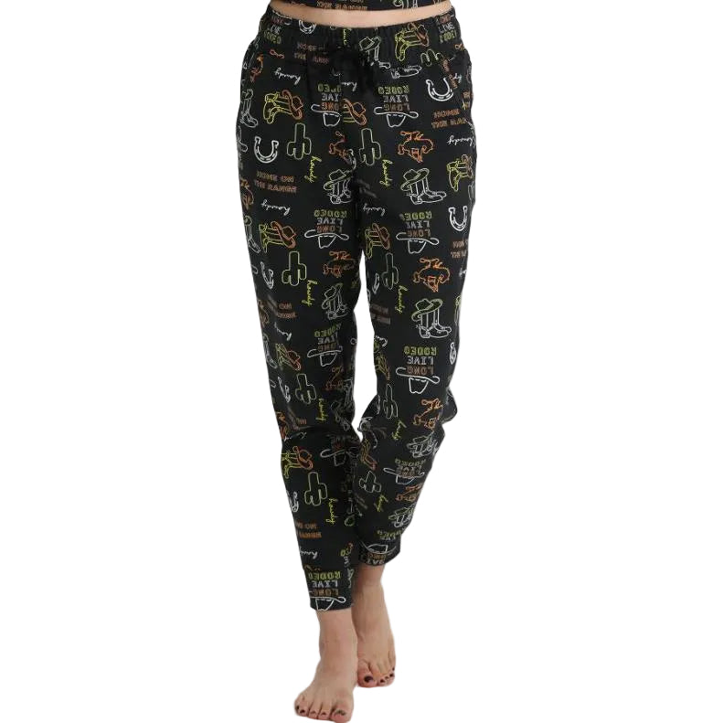 Cruel Women's Western Bronc Print Jogger - Black