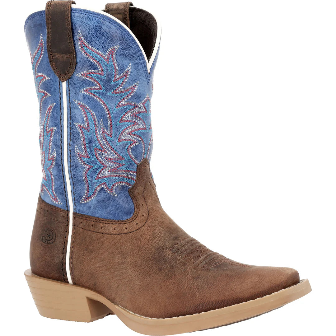 Durango Kid's Shyloh Little Kids 8 Inch Cutter Toe Western Boot - Drift Wood/Lapis Blue
