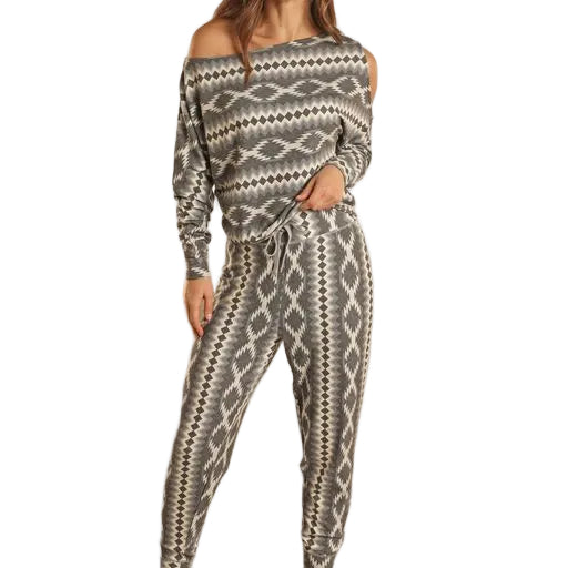 Rock & Roll Women's Chevron Aztec Joggers - Black