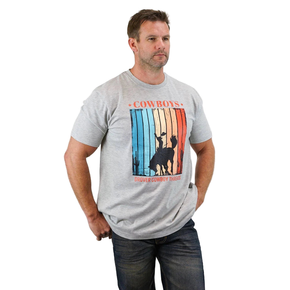 Drover Unisex Bucking Horse T-Shirt - Grey Heather