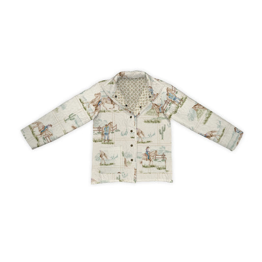Ida Mae Home Girl's Desert Daughters Linen Snap Jacket- Olive