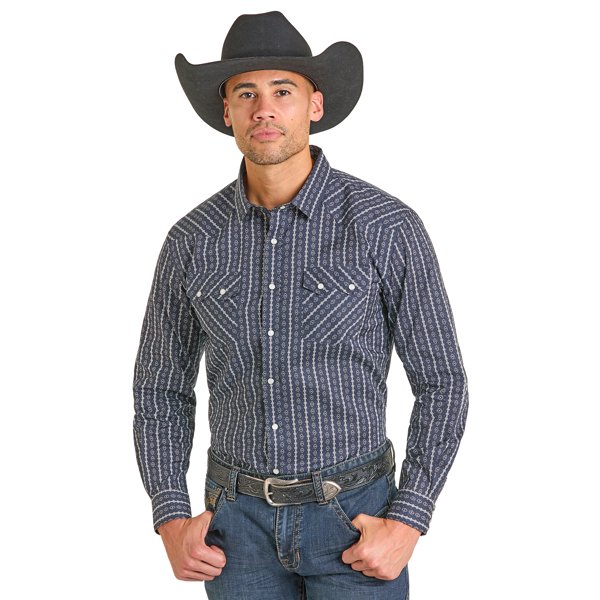 Panhandle Men's Long Sleeve Shirt- Navy - Irvine Tack & Western Wear