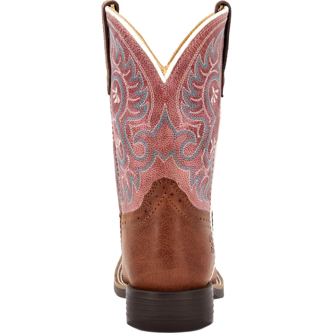 Durango Little Kids Shyloh 8" Square Toe Western Boot - Rusty Brown/ Dusty Rose - Irvine Tack & Western Wear