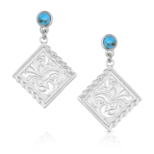 Montana Silversmiths Western Darling Twisted Edge Earrings - Turquoise