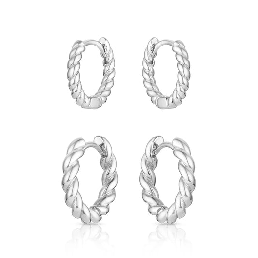 Montana Silversmiths Twisted Up Hoop Earring Set