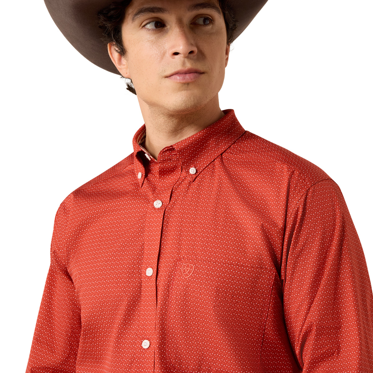 Ariat Men's Wrinkle Free Willet Fitted Shirt - Ketchup Dot Print