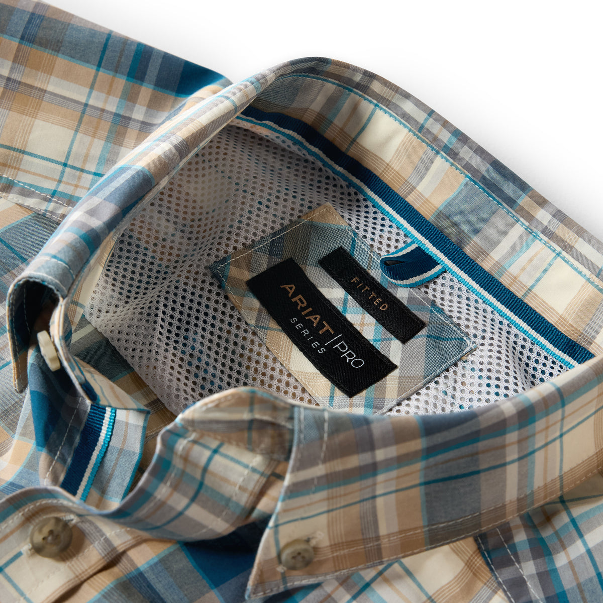 Ariat Men's Pro Series Wes Fitted Shirt - Savannah Tan Medium Plaid