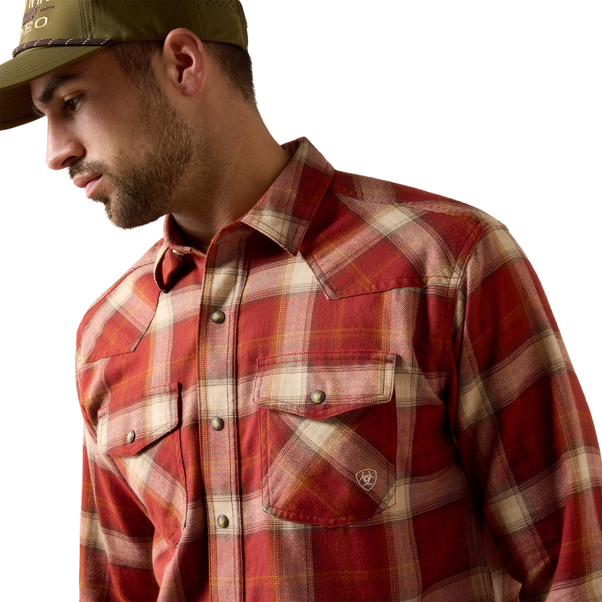 Ariat Men's Retro Hatford Fitted Snap Shirt - Rosewood Plaid
