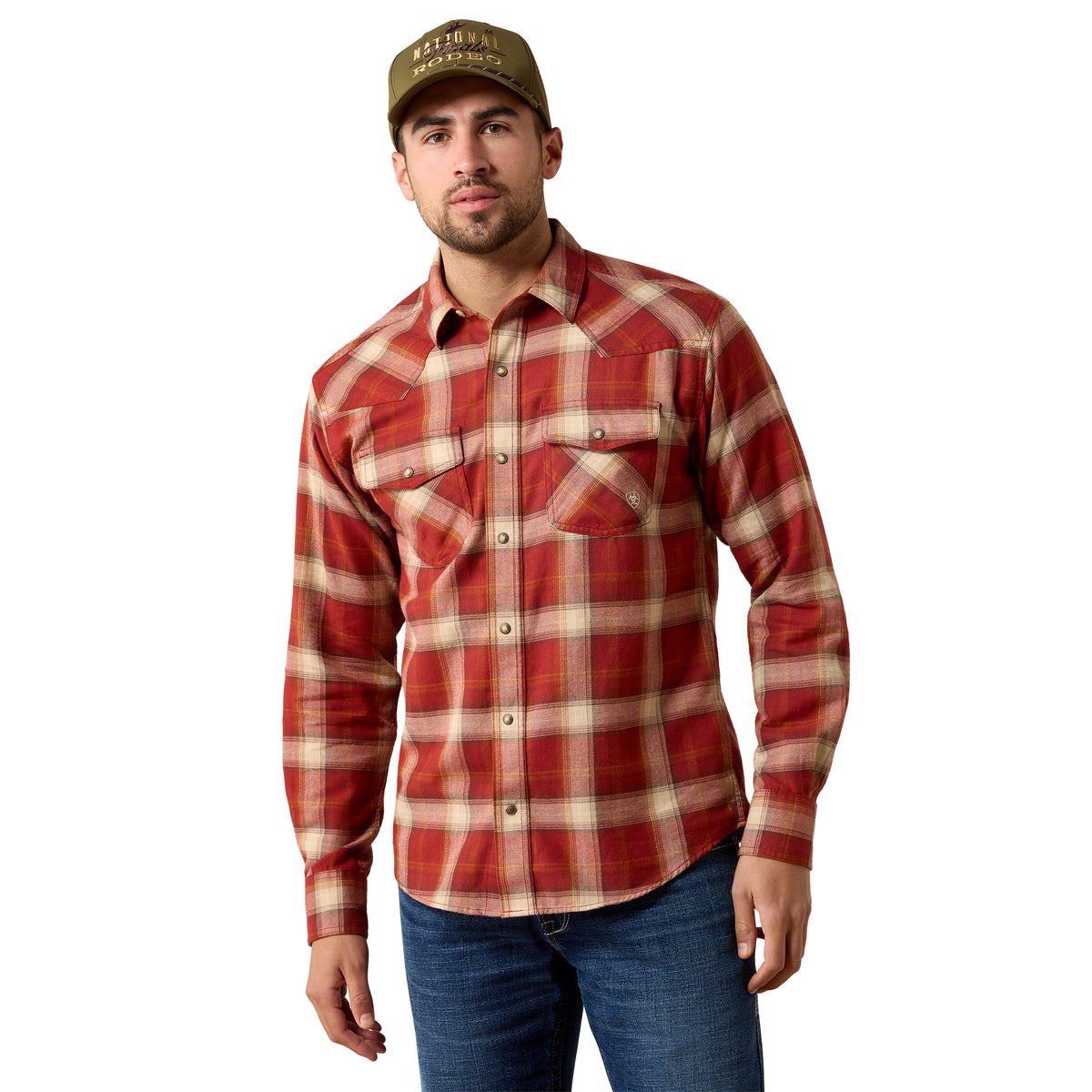 Ariat Men's Retro Hatford Fitted Snap Shirt - Rosewood Plaid