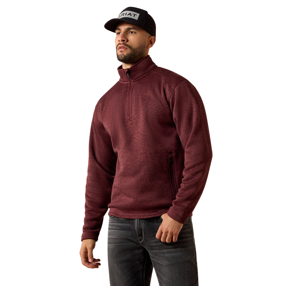 Ariat Men's Caldwell 1/4 Zip Sweater - Red Mahogany