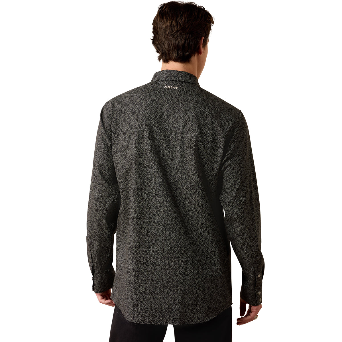 Ariat Men's Wrinkle Free Braven Fitted Snap Shirt - Black Textured Print