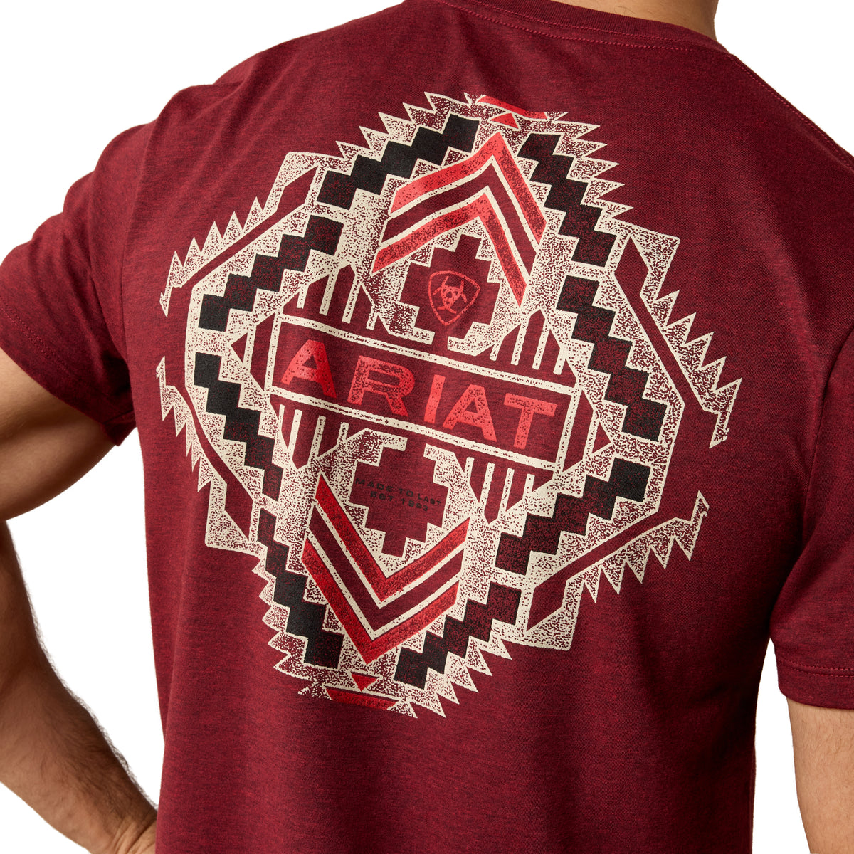 Ariat Men's Southwest Stamper SS Tee Shirt - Crimson Black Heather
