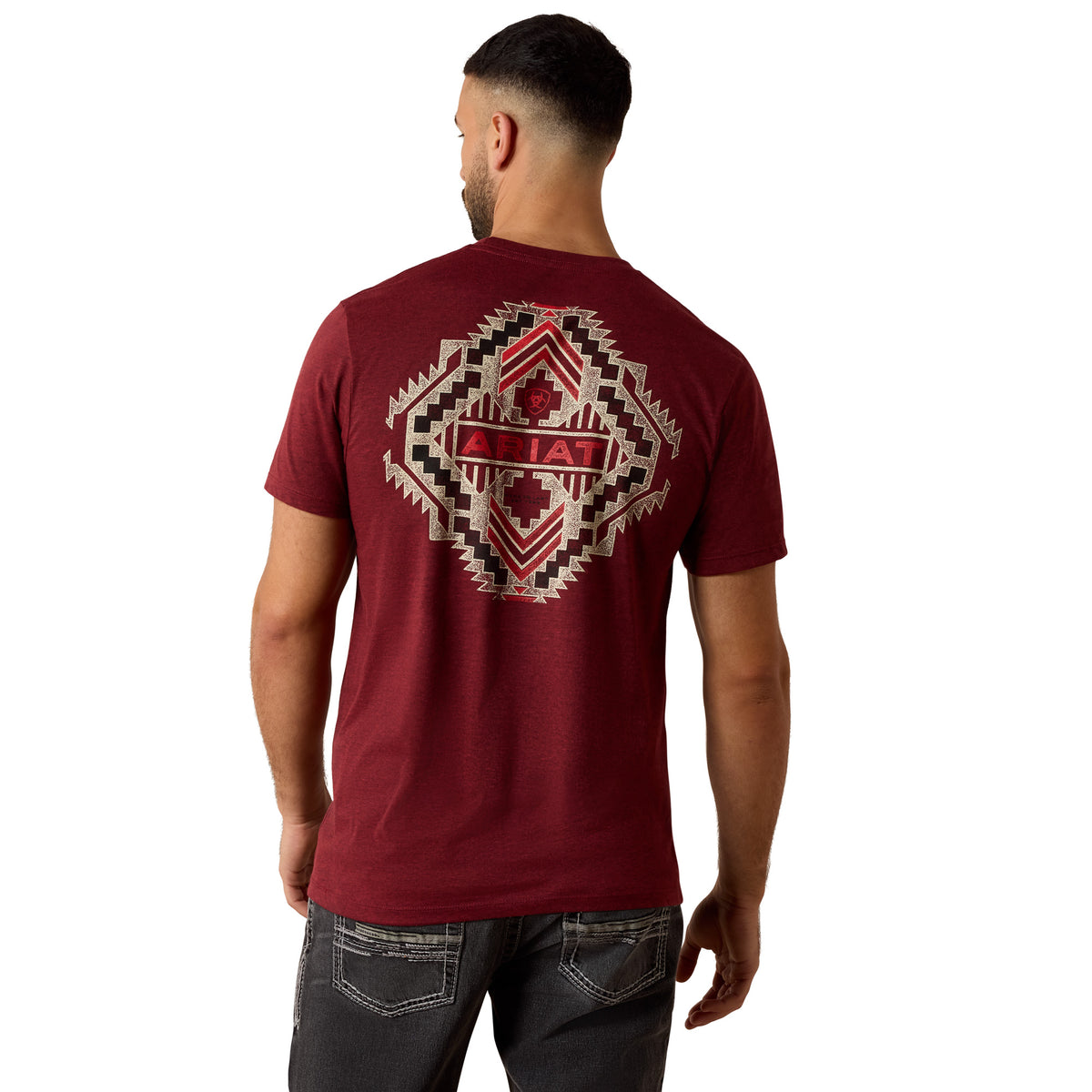 Ariat Men's Southwest Stamper SS Tee Shirt - Crimson Black Heather